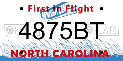 4875BT North Carolina License Plate