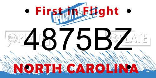 4875BZ North Carolina License Plate
