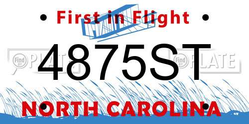4875ST North Carolina License Plate