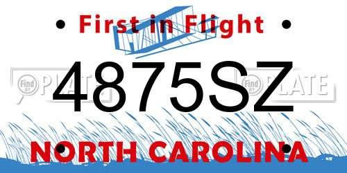 4875SZ North Carolina License Plate