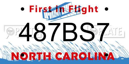 487BS7 North Carolina License Plate