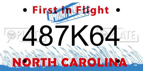 487K64 North Carolina License Plate