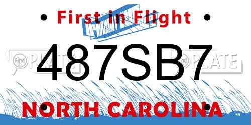 487SB7 North Carolina License Plate