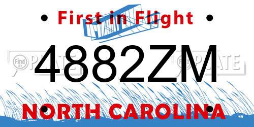 4882ZM North Carolina License Plate