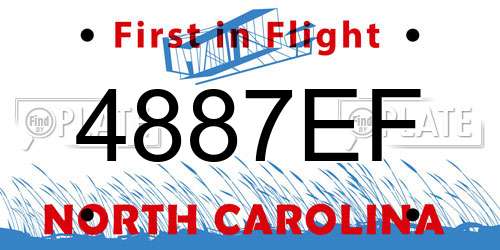 4887EF North Carolina License Plate