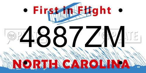 4887ZM North Carolina License Plate