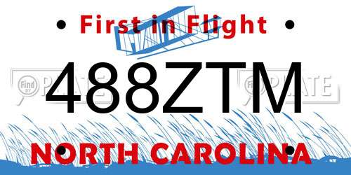 488ZTM North Carolina License Plate