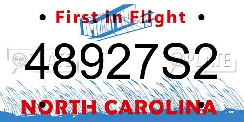 48927S2 North Carolina License Plate