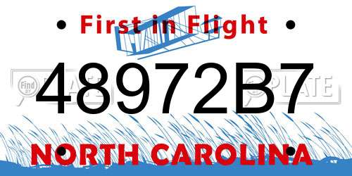 48972B7 North Carolina License Plate