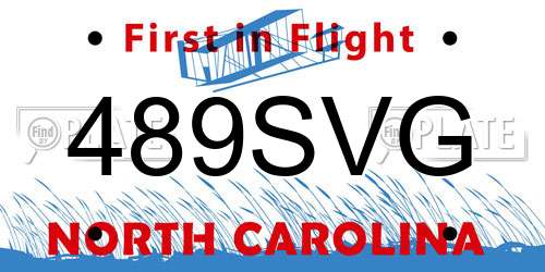 489SVG North Carolina License Plate