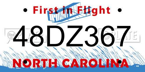 48DZ367 North Carolina License Plate