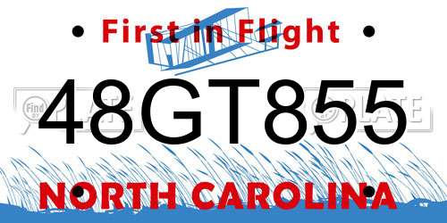 48GT855 North Carolina License Plate