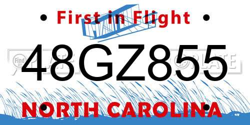 48GZ855 North Carolina License Plate