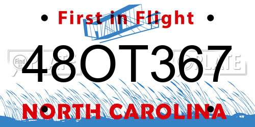 48OT367 North Carolina License Plate
