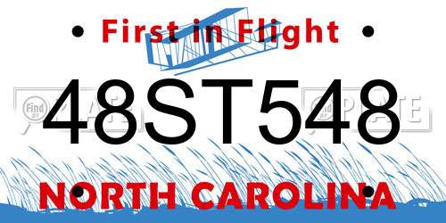 48ST548 North Carolina License Plate
