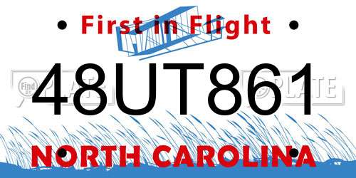 48UT861 North Carolina License Plate