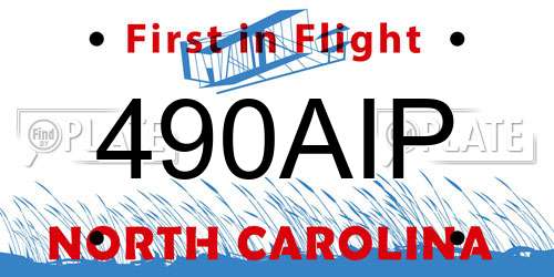 490AIP North Carolina License Plate