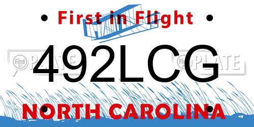 492LCG North Carolina License Plate