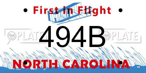 494B North Carolina License Plate