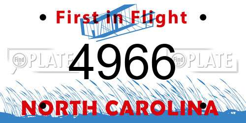 4966 North Carolina License Plate