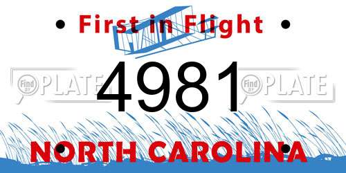 4981 North Carolina License Plate