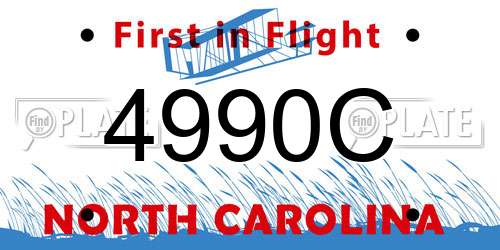 4990C North Carolina License Plate