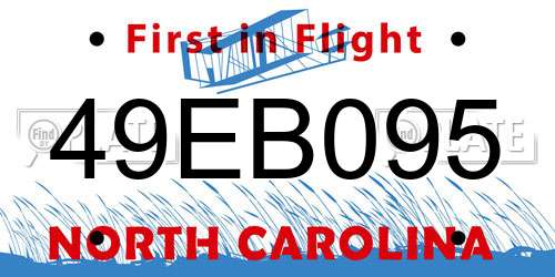 49EB095 North Carolina License Plate