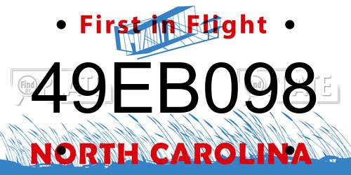 49EB098 North Carolina License Plate