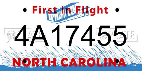 4A17455 North Carolina License Plate