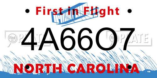 4A66O7 North Carolina License Plate