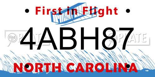 4ABH87 North Carolina License Plate