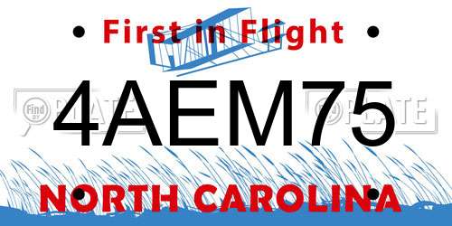 4AEM75 North Carolina License Plate