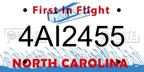 4AI2455 North Carolina License Plate