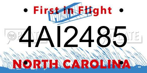 4AI2485 North Carolina License Plate
