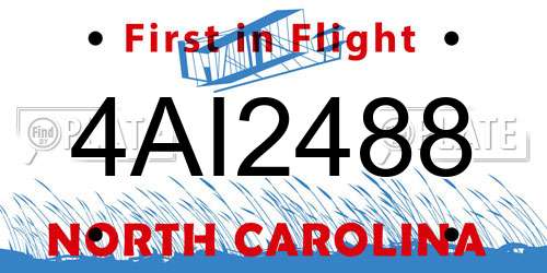 4AI2488 North Carolina License Plate
