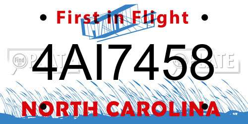 4AI7458 North Carolina License Plate
