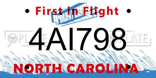 4AI798 North Carolina License Plate