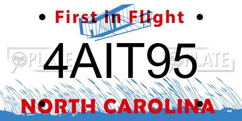 4AIT95 North Carolina License Plate