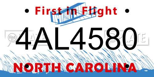 4AL4580 North Carolina License Plate