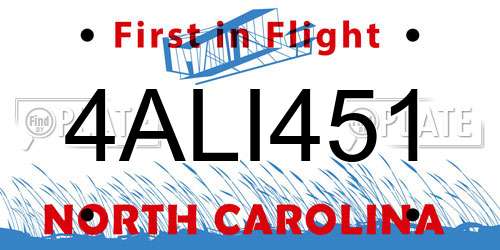 4ALI451 North Carolina License Plate