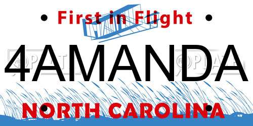 4AMANDA North Carolina License Plate