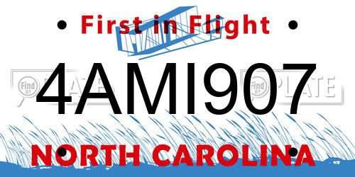 4AMI907 North Carolina License Plate