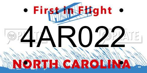 4AR022 North Carolina License Plate