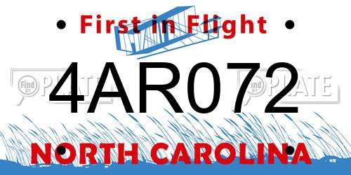 4AR072 North Carolina License Plate