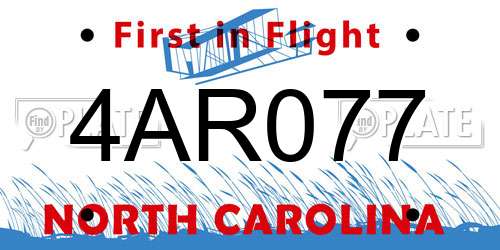 4AR077 North Carolina License Plate