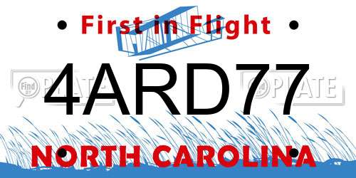 4ARD77 North Carolina License Plate