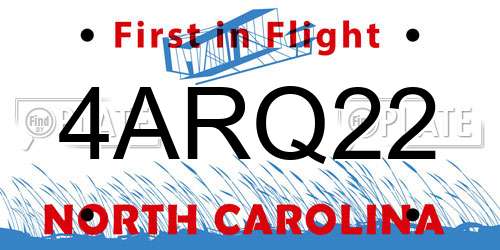 4ARQ22 North Carolina License Plate