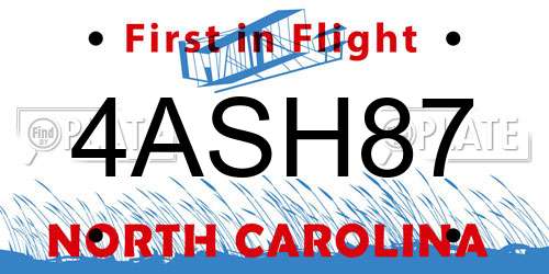 4ASH87 North Carolina License Plate