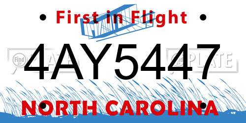 4AY5447 North Carolina License Plate