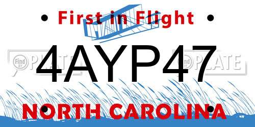 4AYP47 North Carolina License Plate